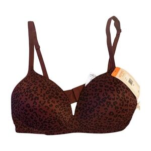 Warner's Brown Leopard Print Bra